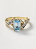 10K Synthetic Blue Stone & CZ Ring