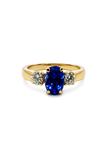 14K Yellow & White Gold Sapphire and Diamond Three-Stone Ring
