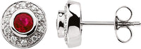 14K White Gold Ruby and Diamond Bezel-Set Earrings