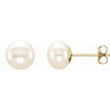 14K YG White Freshwater Cultured Pearl Earrings