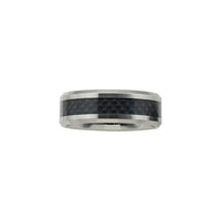 Tungsten Beveled Band with Black Carbon Fibre - 8 mm