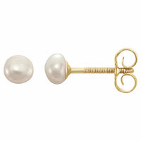 14K Yellow White Freshwater Cultured Pearl Earrings - Youth