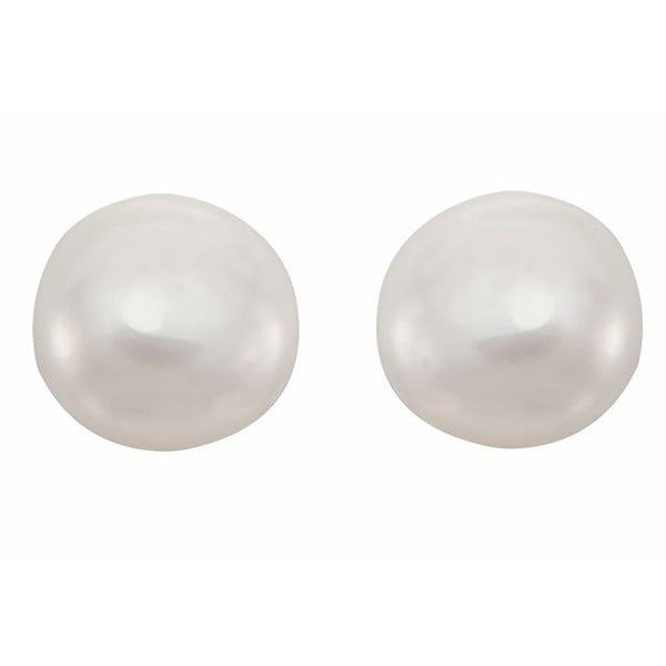 14K Yellow White Freshwater Cultured Pearl Earrings - Youth