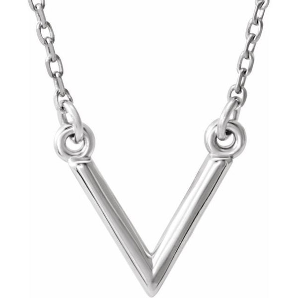 Sterling Silver "V" 16.5" Necklace