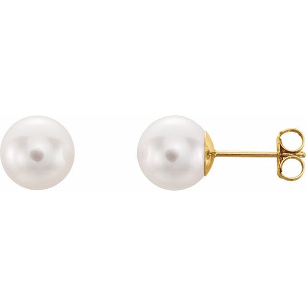 14K White Akoya Cultured Pearl Earrings