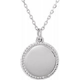 Sterling Silver Engravable Round 16-18" Rope Necklace