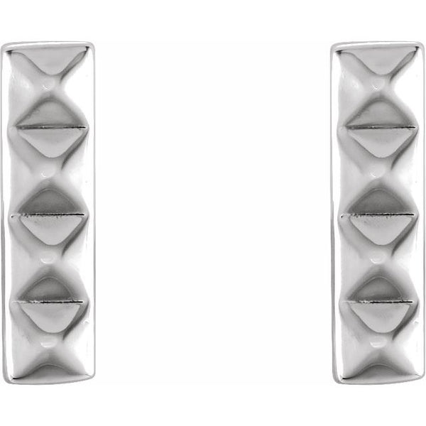 Sterling Silver 925 Pyramid Bar Earrings