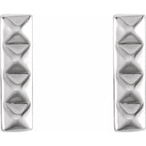 Platinum Pyramid Bar Earrings