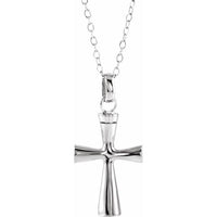 Sterling Silver Cross Ash Holder 18" Necklace
