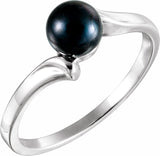 14k White Gold Akoya Black Pearl Ring