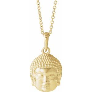 14K Yellow Meditation Buddha 16-18" Necklace