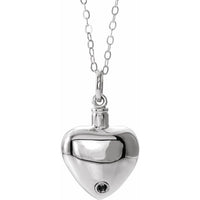 Sterling Silver Heart Ash Holder 18" Necklace
