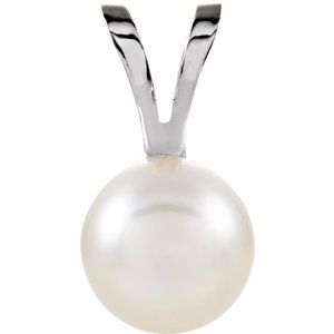 14K White Akoya Cultured Pearl Pendant