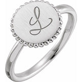 Engravable Beaded Ring - Sterling Silver