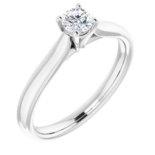 14K White 0.44 Round Solitaire Engagement Ring