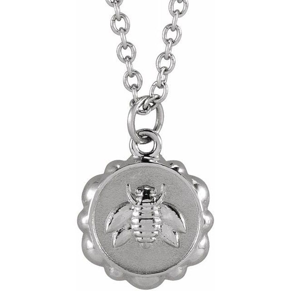 Sterling Silver Bee Medallion 16-18" Necklace