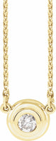 14K Yellow Gold Diamond Bezel-Set Solitaire 18" Necklace