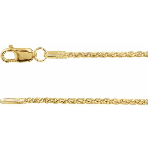 10k 1.3mm rounded wheat chain - 18"