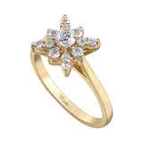 10K Snowflake-Inspired Diamond Ring
