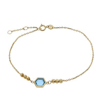 10k blue topaz and bead bracelet