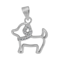 Sterling Silver CZ Poodle Dog Pendant on 16" Chain