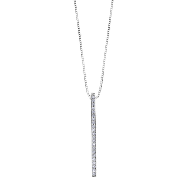 10K white gold diamond bar necklace