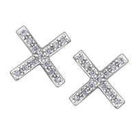 10k white gold diamond x-design earrings