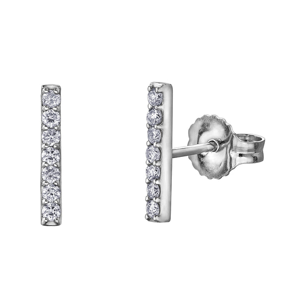 10k white gold diamond bar earrings