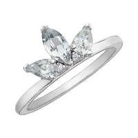 10k white topaz stone ring - crown design
