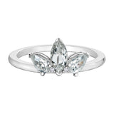 10k white topaz stone ring - crown design