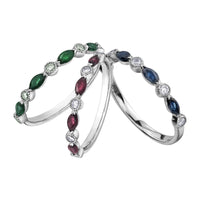 10k white gold ruby and diamond band