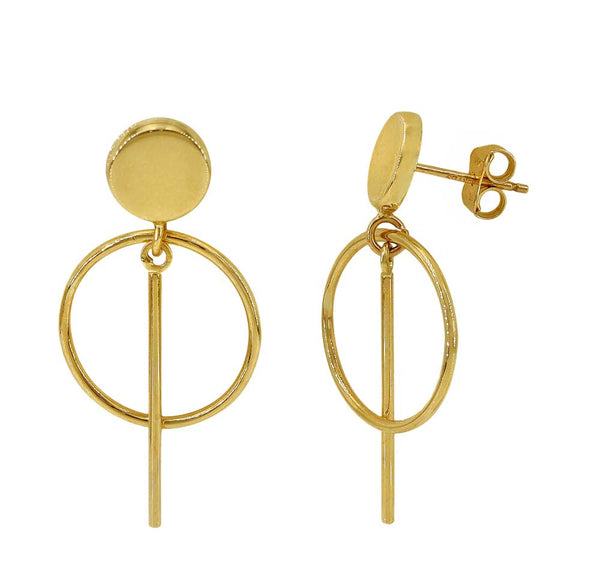10k Yellow Gold Negative Space Drop Earrings