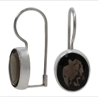 Sterling Silver Oval Smoky Quartz Earrings