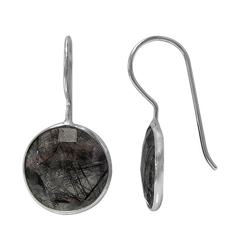 Sterling Silver Round Quartz (Rutilated) Earrings