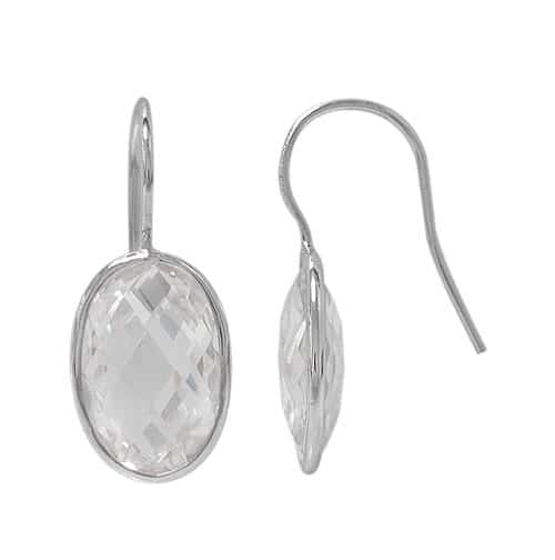 Sterling Silver Oval Shaped Cubic Zirconia Earrings