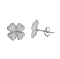 Sterling Silver CZ Four-leaf Clover stud earring