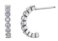 10K White Gold Diamond Hoops - Beaded Design