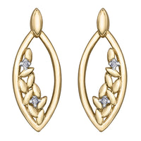 Gold and Diamond Floral Earrings