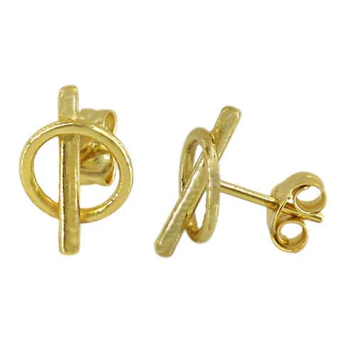 Sterling Silver Vermeil loop and bar stud earrings