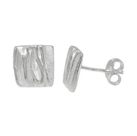 Sterling Silver square shape wave design stud earring