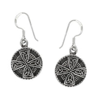 Sterling Silver Celtic Cross Earrings - Antique finish