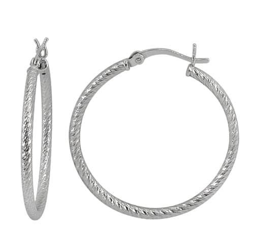 Sterling Silver Hoops - Diamond Cut Design