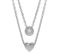 Sterling Silver CZ & Heart Necklace
