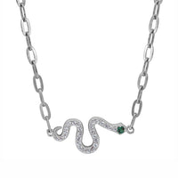 Sterling Silver CZ Snake Necklace