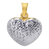10K reversible puffy heart pendant