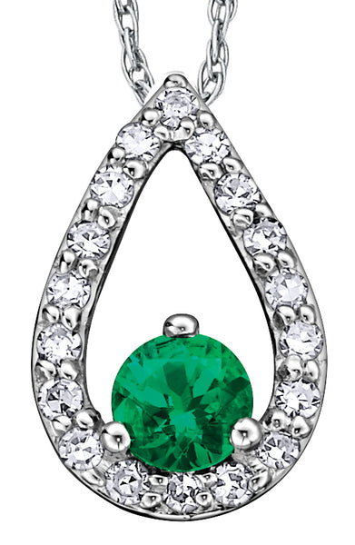 10K Emerald & Diamond Necklace