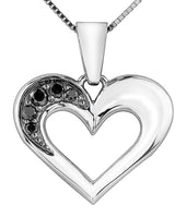 10k White Gold Black Diamond Heart Necklace