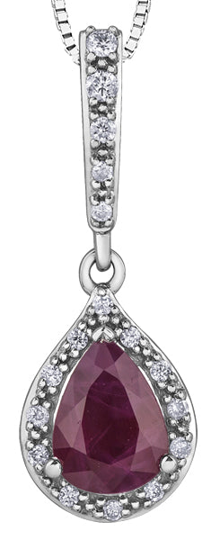 10k White Gold Ruby & Diamond Necklace