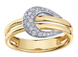 10K Buckle-Designed Diamond Ring