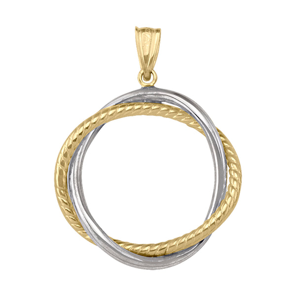 10K Circle Necklace - two tone
